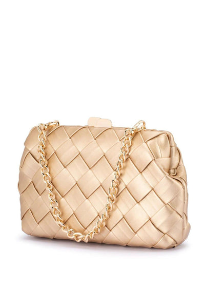 Quinn Woven Clutch - Gold