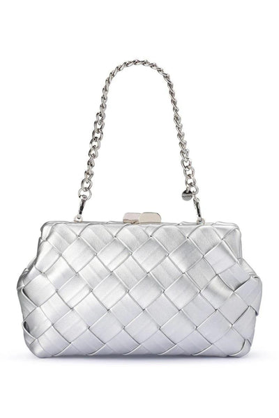 Quinn Woven Clutch - Silver