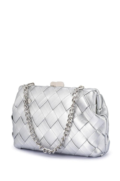 Quinn Woven Clutch - Silver