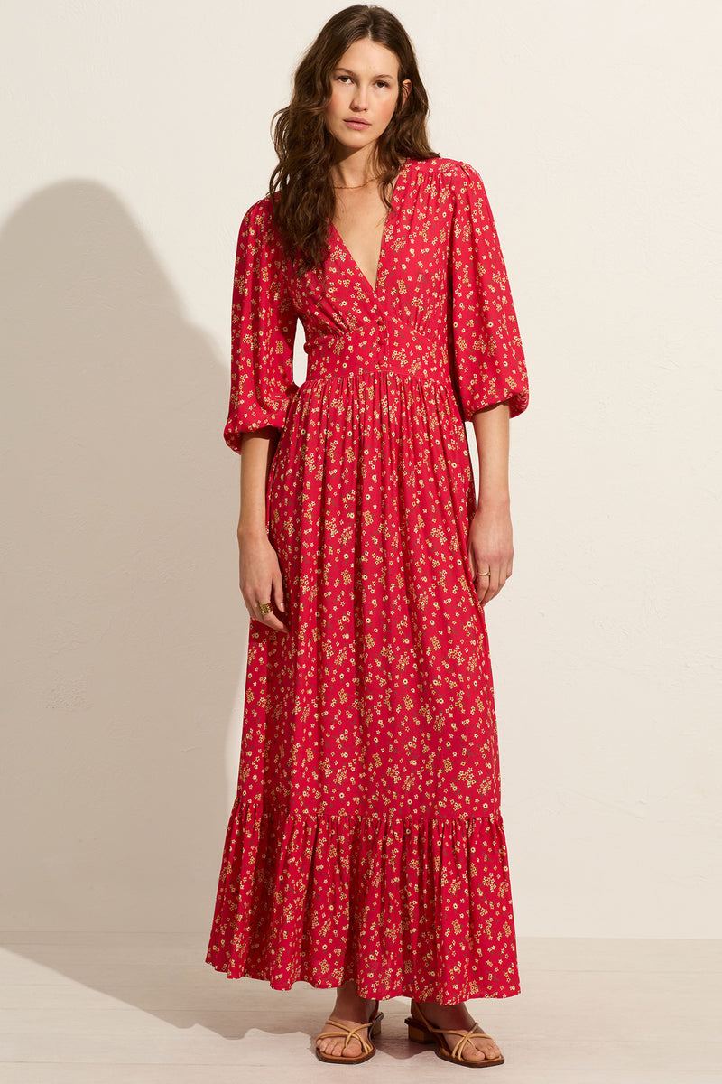 Auguste The Label Stockists Raquel Cleo Maxi Dress - Red Floral Sale 