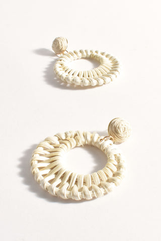 Rattan Summer Earrings - Cream