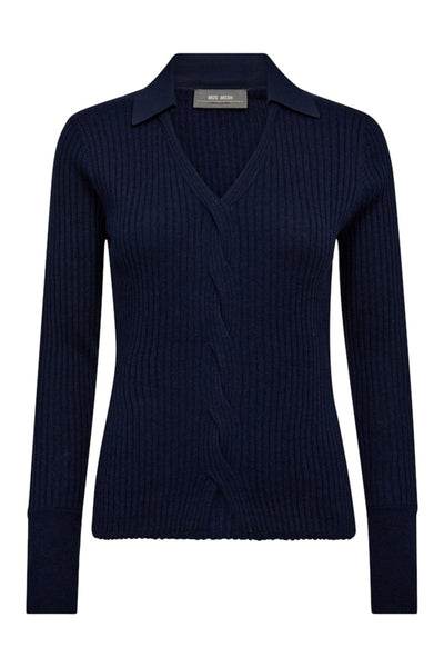 Relena Rib Polo Knit - Maritime Blue