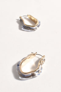 Resin Inset Organic Shape Hoops - Cream Gold