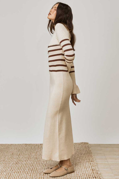 Rhythm Stripe Knit Dress - Oat Coffee