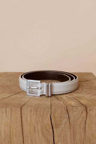 Rich Leather Belt - Ecru