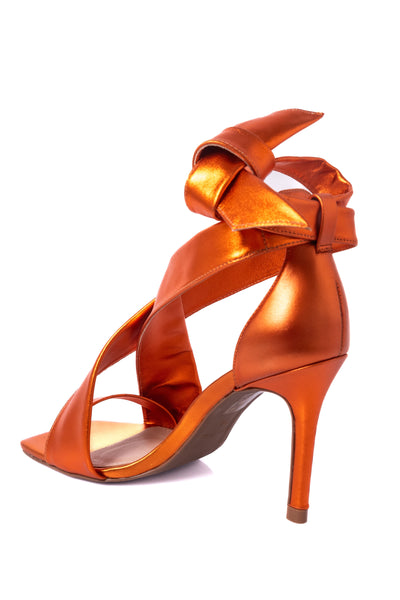 Rio Ankle Tie Heels - Metallic Orange