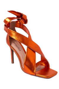 Rio Ankle Tie Heels - Metallic Orange