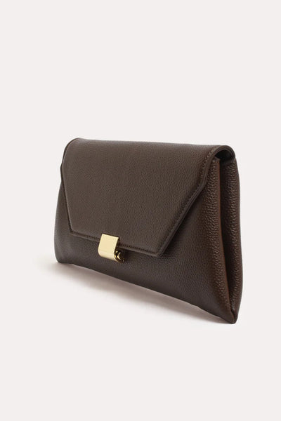 Rona Clasp Front Clutch - Chocolate