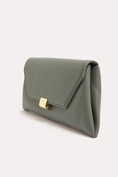 Rona Clasp Front Clutch - Khaki