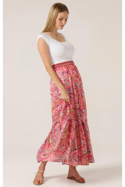 Rosella Maxi Skirt - Pink Paisley