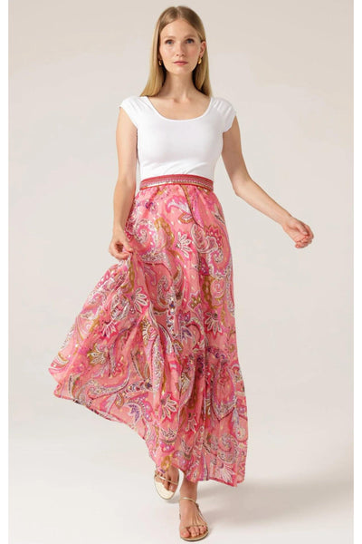 Rosella Maxi Skirt - Pink Paisley