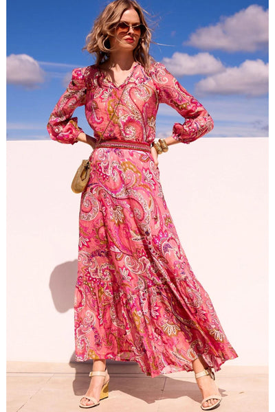 Rosella Maxi Skirt - Pink Paisley