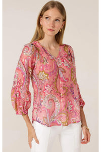 Rosella Top - Pink Paisley