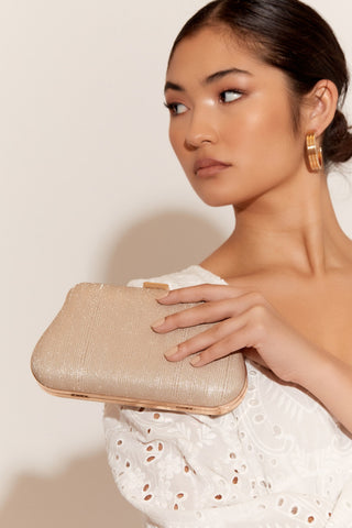 Roxy Deco Curved Structured Clutch - Gold