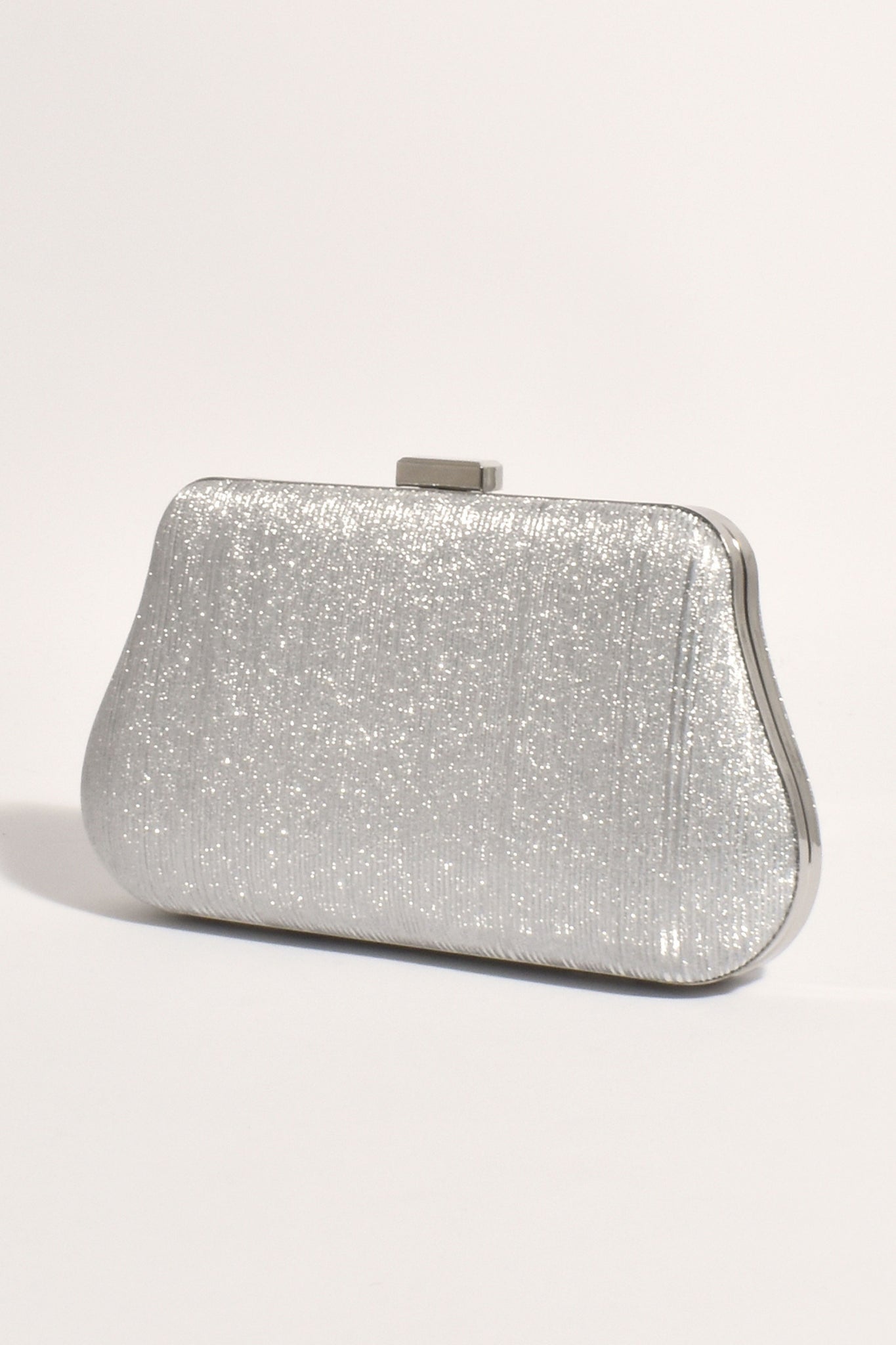 Roxy Deco Curved Structured Clutch - Silver