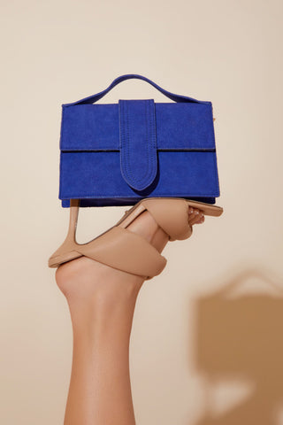 Rylee Faux Suede Foldover Event Bag - Cobalt Blue
