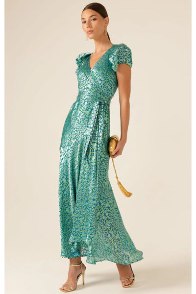 Siren Sea Maxi Wrap Dress - Aqua Turquoise