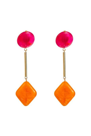 Sally Resin Drop Earrings - Pink Orange
