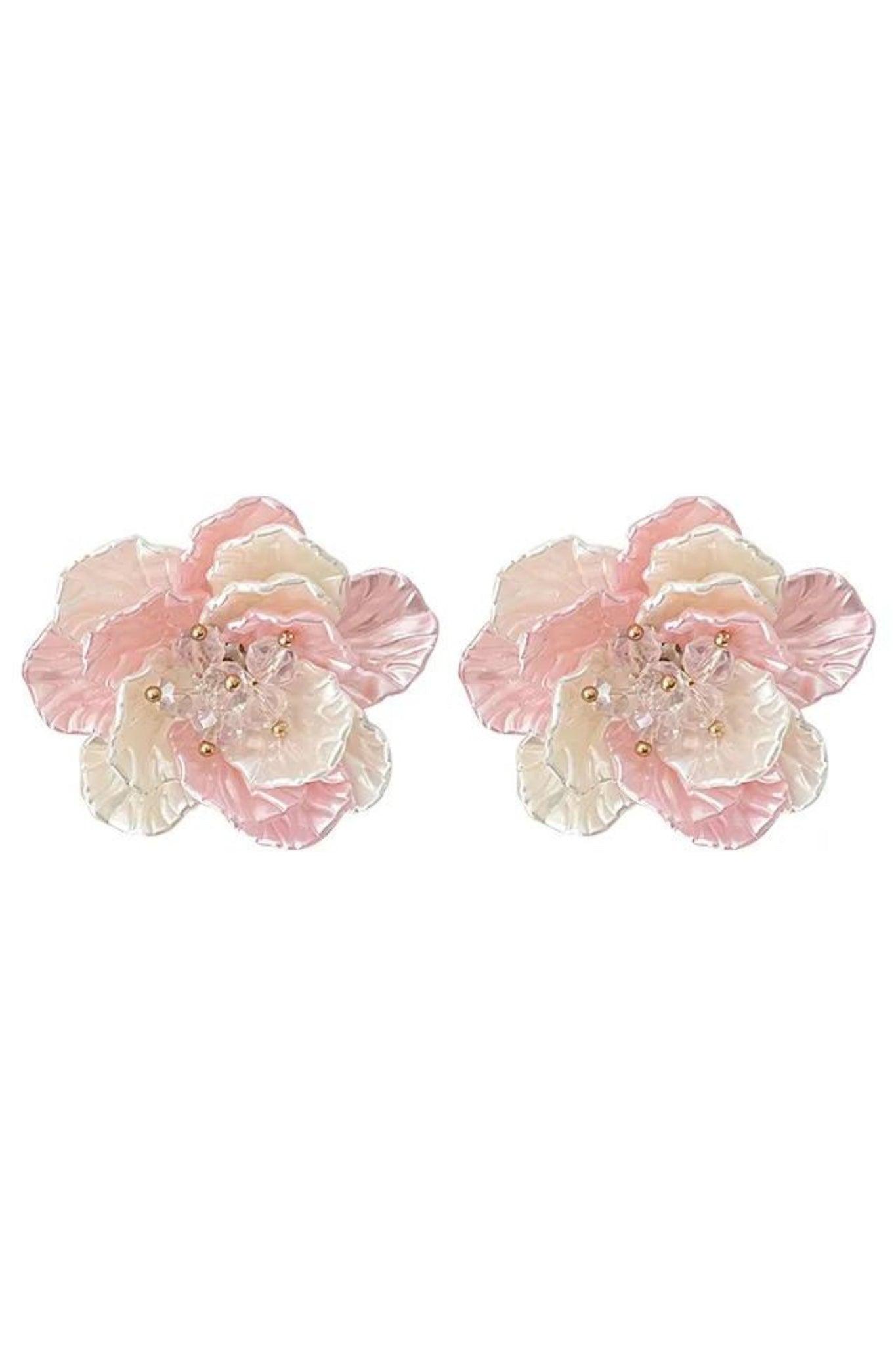 Sally Resin Flower Stud Earrings - Pink Cream