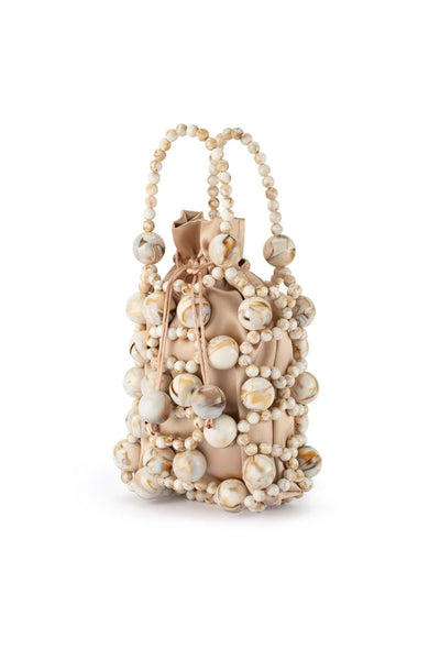 Sammy Natural Beaded Cage Bag - Natural