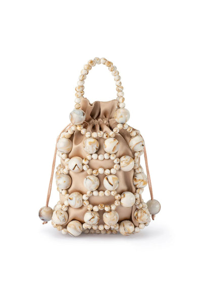 Sammy Natural Beaded Cage Bag - Natural