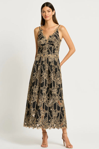 Sandy Lace Midi Dress - Black