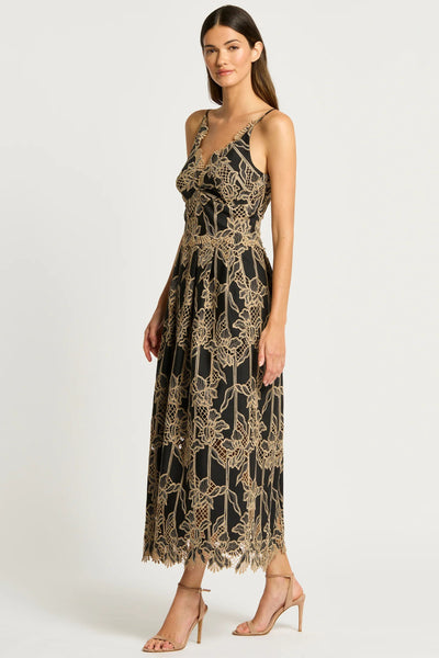 Sandy Lace Midi Dress - Black