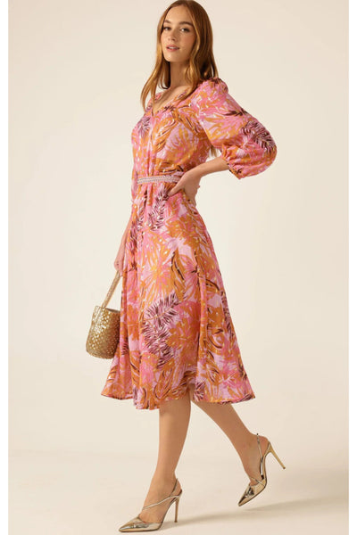 Sangria Splash Dress - Pink Orange Tropical
