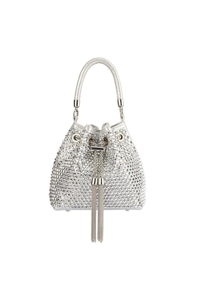Santorini Studded Hotfix Pouch Bag - Silver