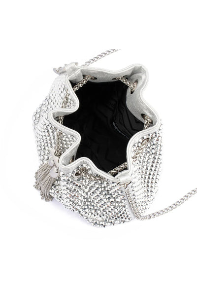 Santorini Studded Hotfix Pouch Bag - Silver