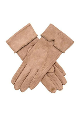 Sarah Touchscreen Faux Suede Gloves - Camel