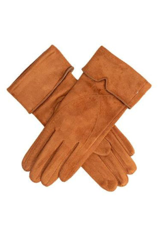 Sarah Touchscreen Faux Suede Gloves - Cognac