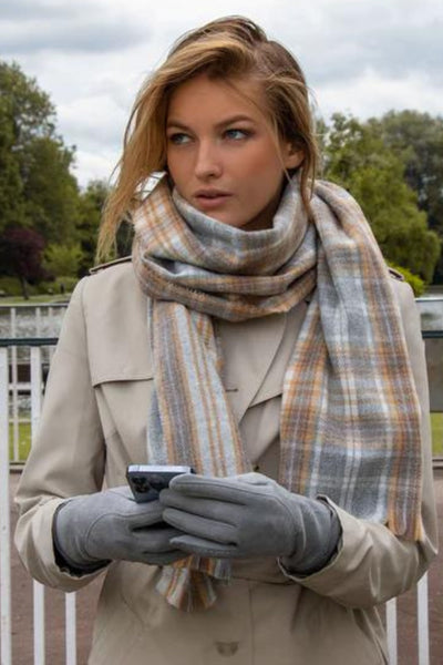 Sarah Touchscreen Faux Suede Gloves - Camel
