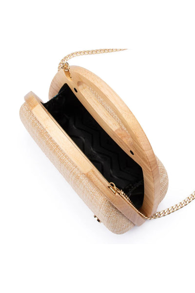 Sarah Wooden Frame Bag - Natural