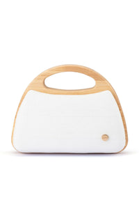 Sarah Wooden Frame Bag - White