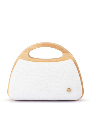 Sarah Wooden Frame Bag - White