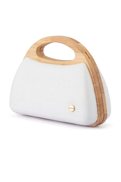 Sarah Wooden Frame Bag - White
