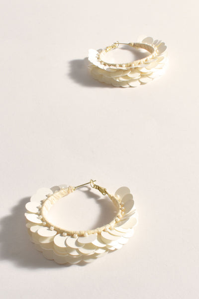 Saskia Sequin Event Hoops - Cream