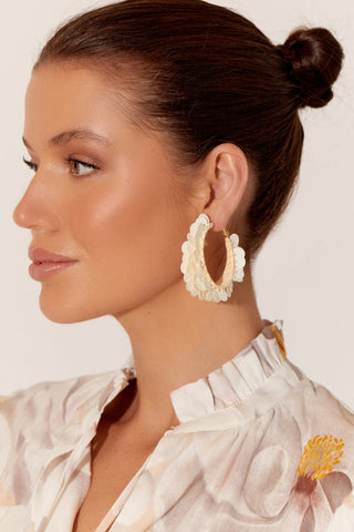 Saskia Sequin Event Hoops - Cream