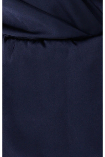 Satin Faux Wrap Top - Navy