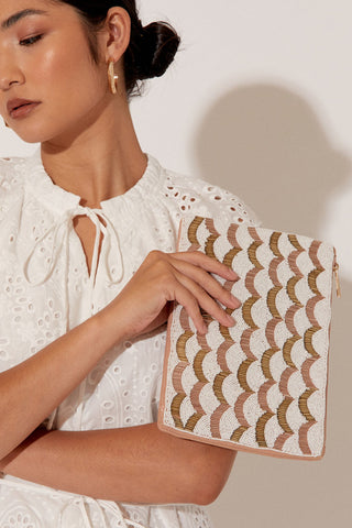Scalloped Bead Clutch - White Gold