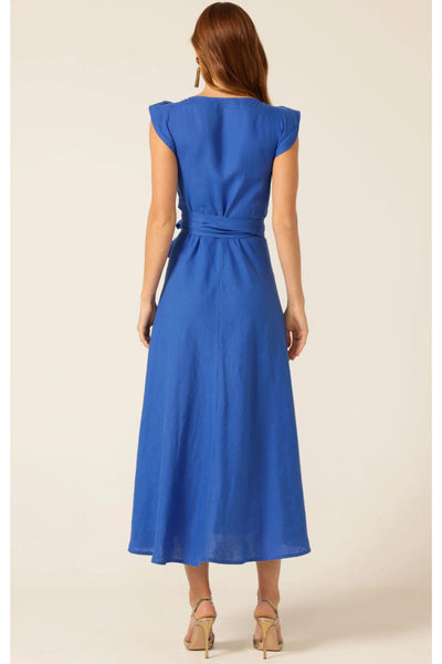 Sea and Sand Wrap Dress - Cobalt Linen