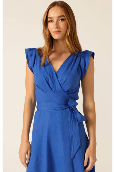 Sea and Sand Wrap Dress - Cobalt Linen
