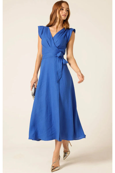 Sea and Sand Wrap Dress - Cobalt Linen