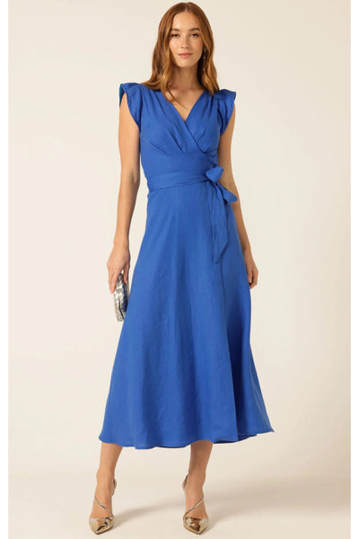 Sea and Sand Wrap Dress - Cobalt Linen