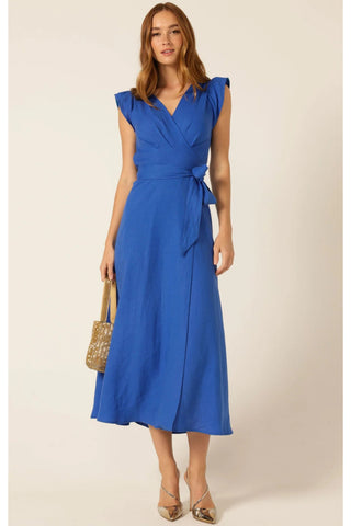 Sea and Sand Wrap Dress - Cobalt Linen