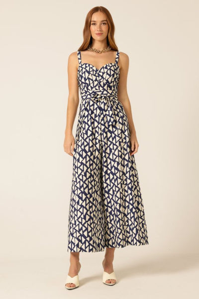 Seaside Muse Jumpsuit - Navy Cream Abstract