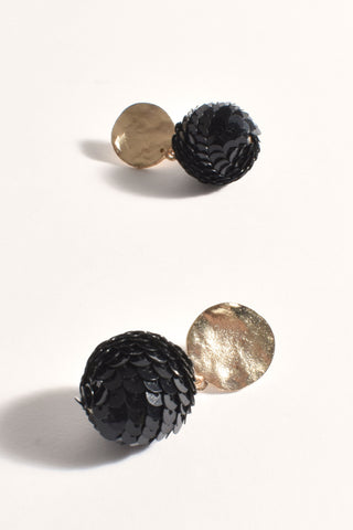 Sequin Ball Event Earrings - Black Gold