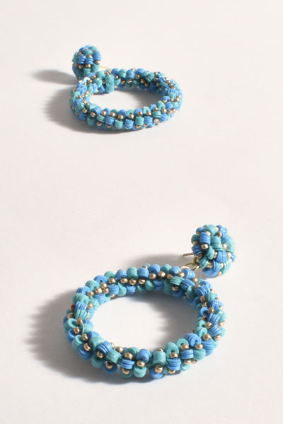 Sequin Ring Front Event Earrings - Aqua Blue