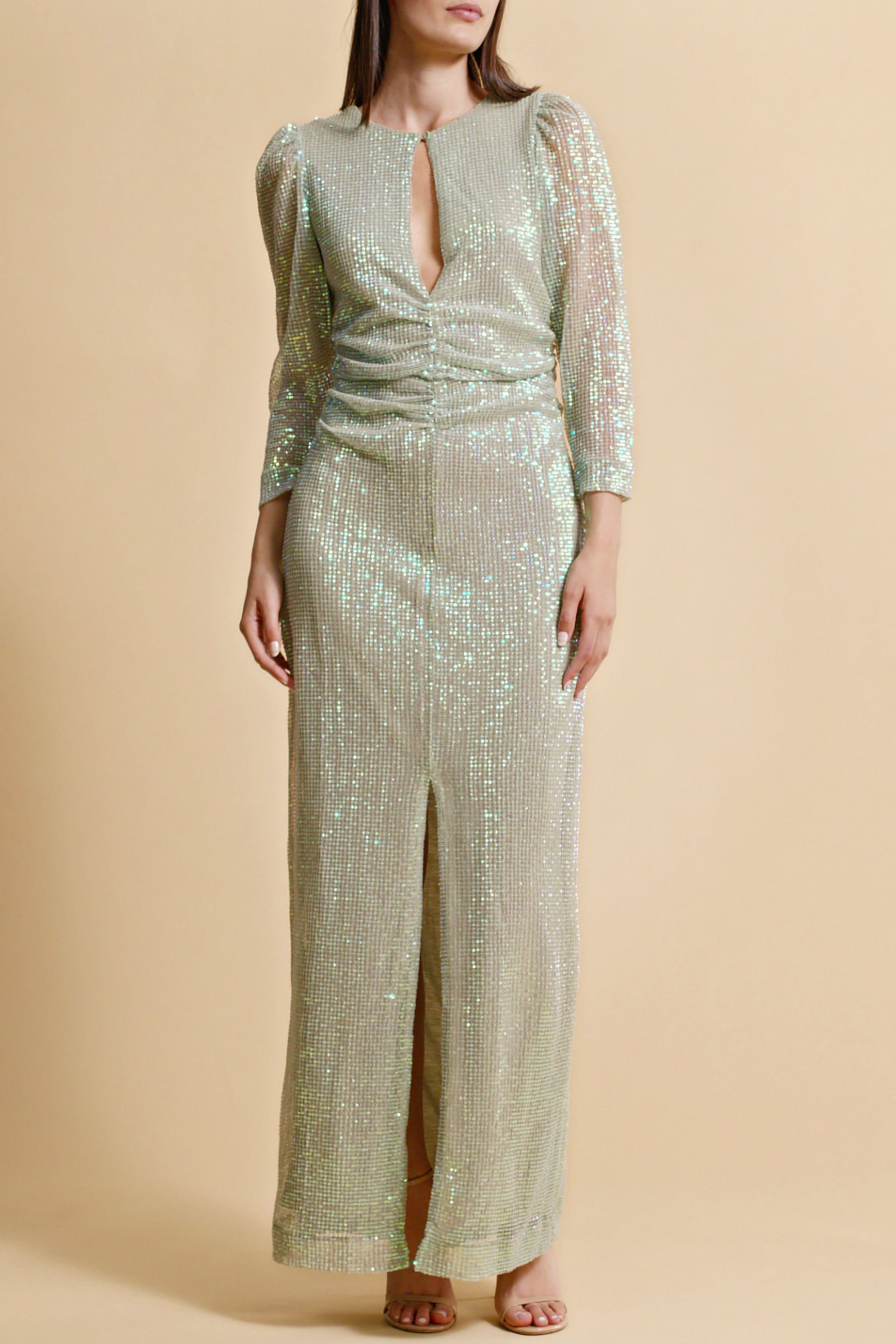 BYTIMO LONG SLEEVE GOWN Sequins Maxi Dress - Mint Green SALE Smoke & Mirrors Boutique BYTIMO LONG SLEEVE GOWN Sequins Maxi Dress - Mint Green SALE Smoke & Mirrors Boutique